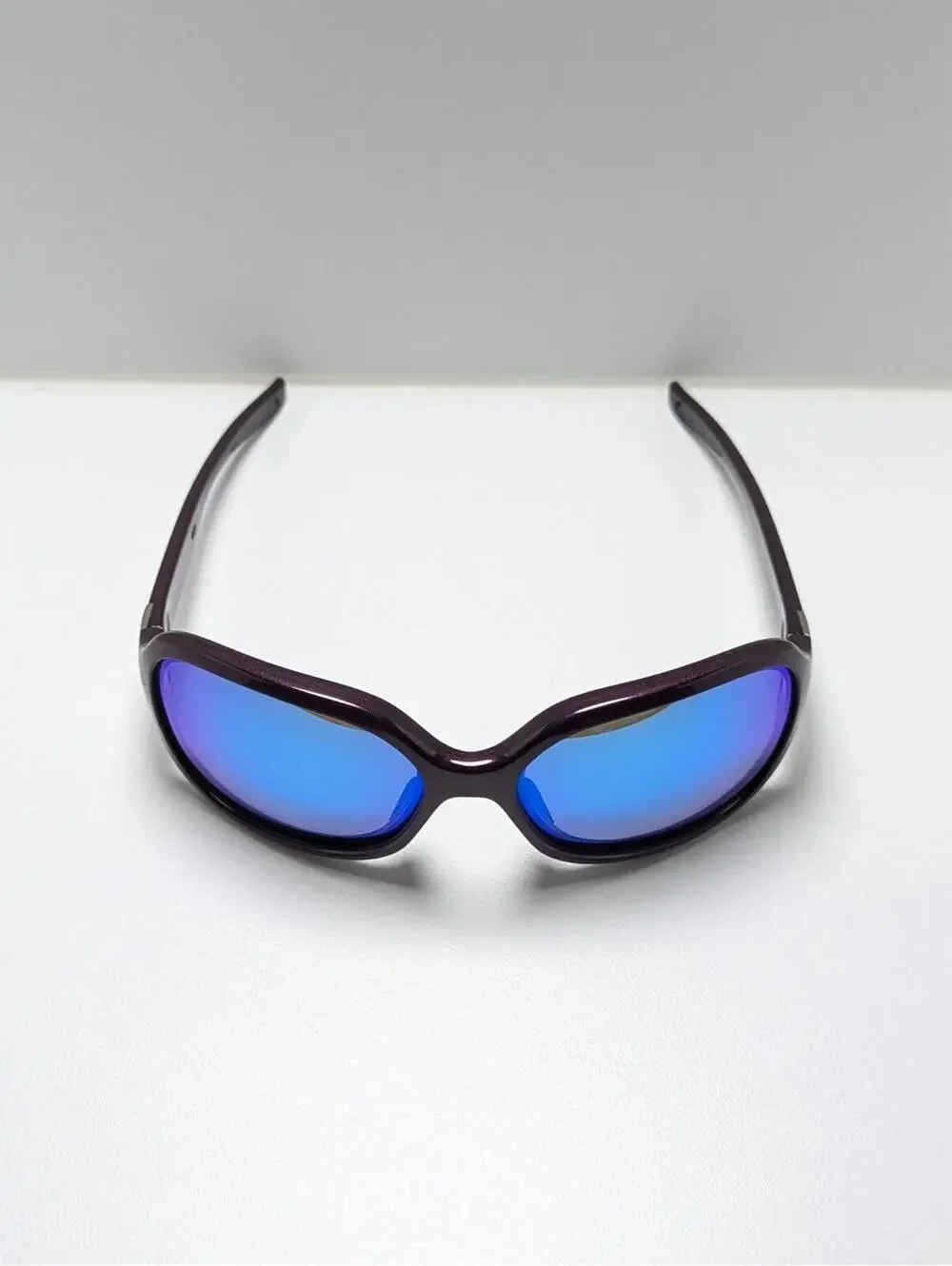 Oakley Pulse OO9198 Blue Mirrored Lens Dark Purple Wraparound Unisex Sunglasses